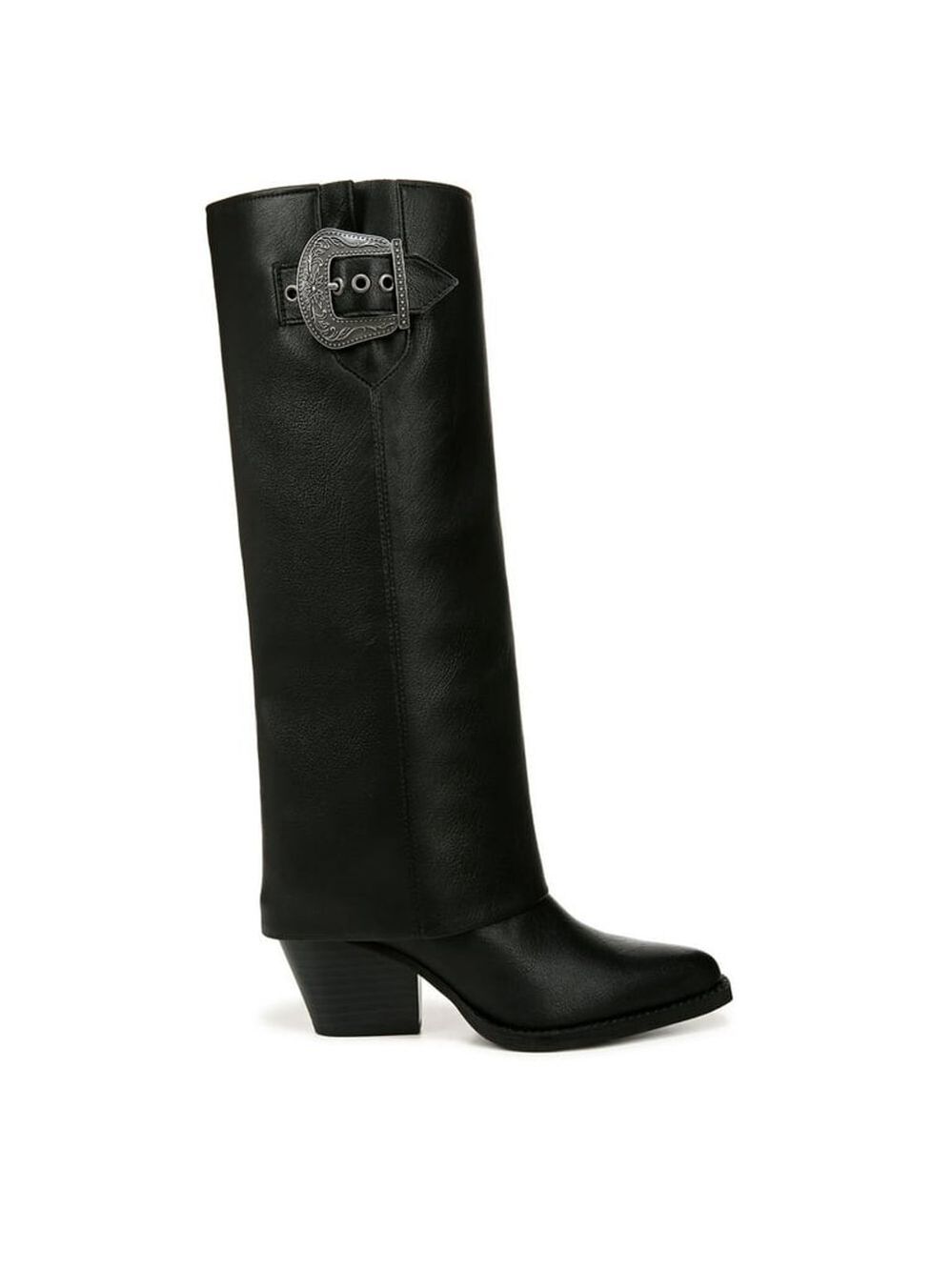 Zodiac Modern Foldover Statement Western Buckle Boots Knee Height BLACK SZ 7 M - Picture 6 of 17